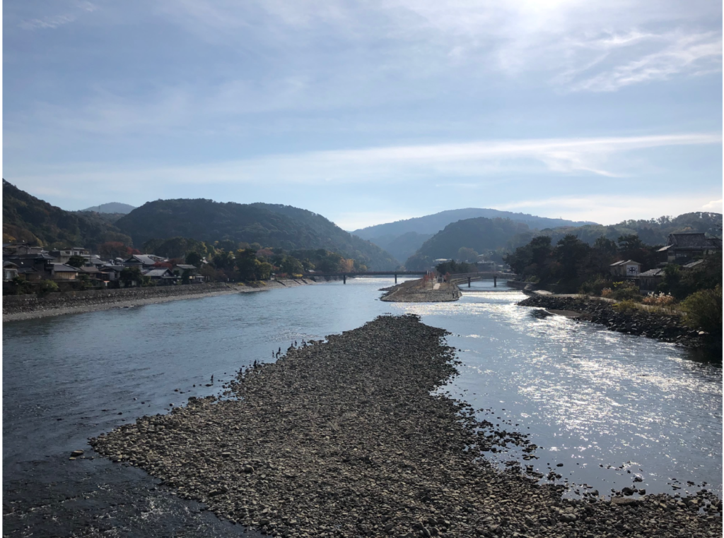 宇治橋から宇治川上流の眺望